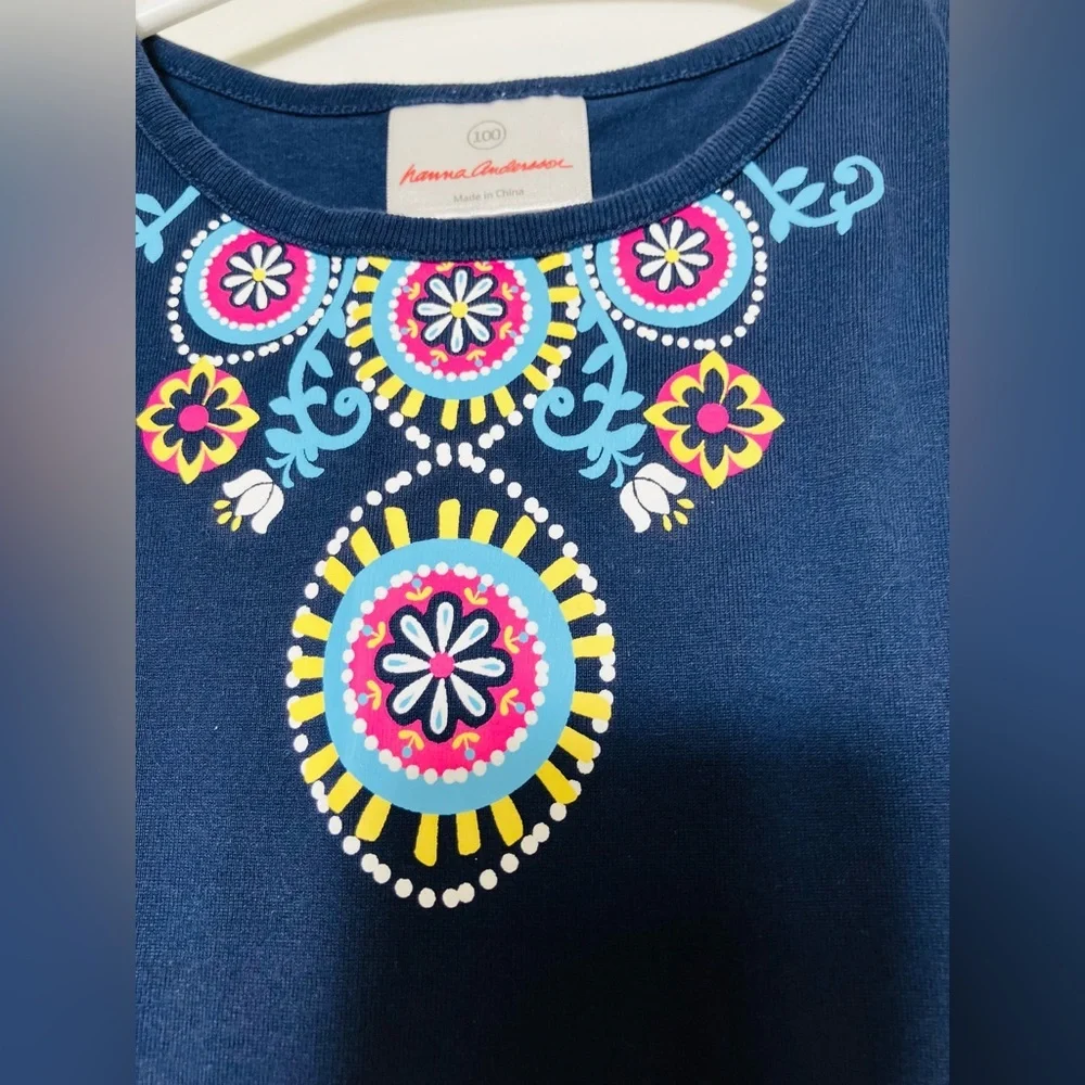 hannah andersson Dress Girls Sz‎ 100(4T) Blue Tank Cotton Summer Casual